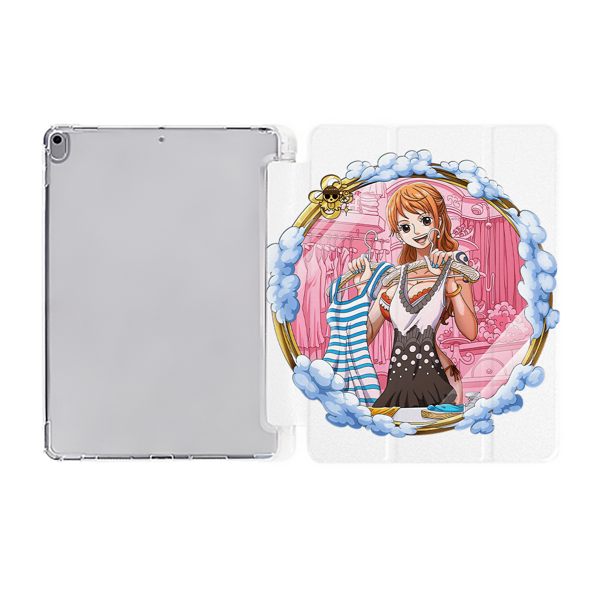 （画像用） ワンピース ナミ ONE PIECE Nami IPad ケース ペン収納付き 三つ折りスタンド PUレザー×シリコン 対応機種9.5/10.5/10.9インチ